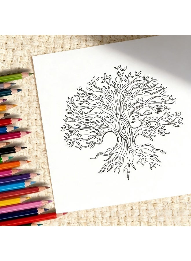 كابسترو مجموعة كتب تلوين مفصلة - 24 تصميمًا فريدًا للتلوين الإبداعي والاسترخاء | كتاب تلوين مصور للإبداع في المنزل وبعيدًا عن الشاشات - بموضوع شجرة الحياة - Image 3